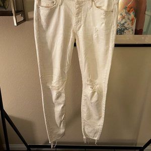 mother skinny cropped distressed jeans size 27